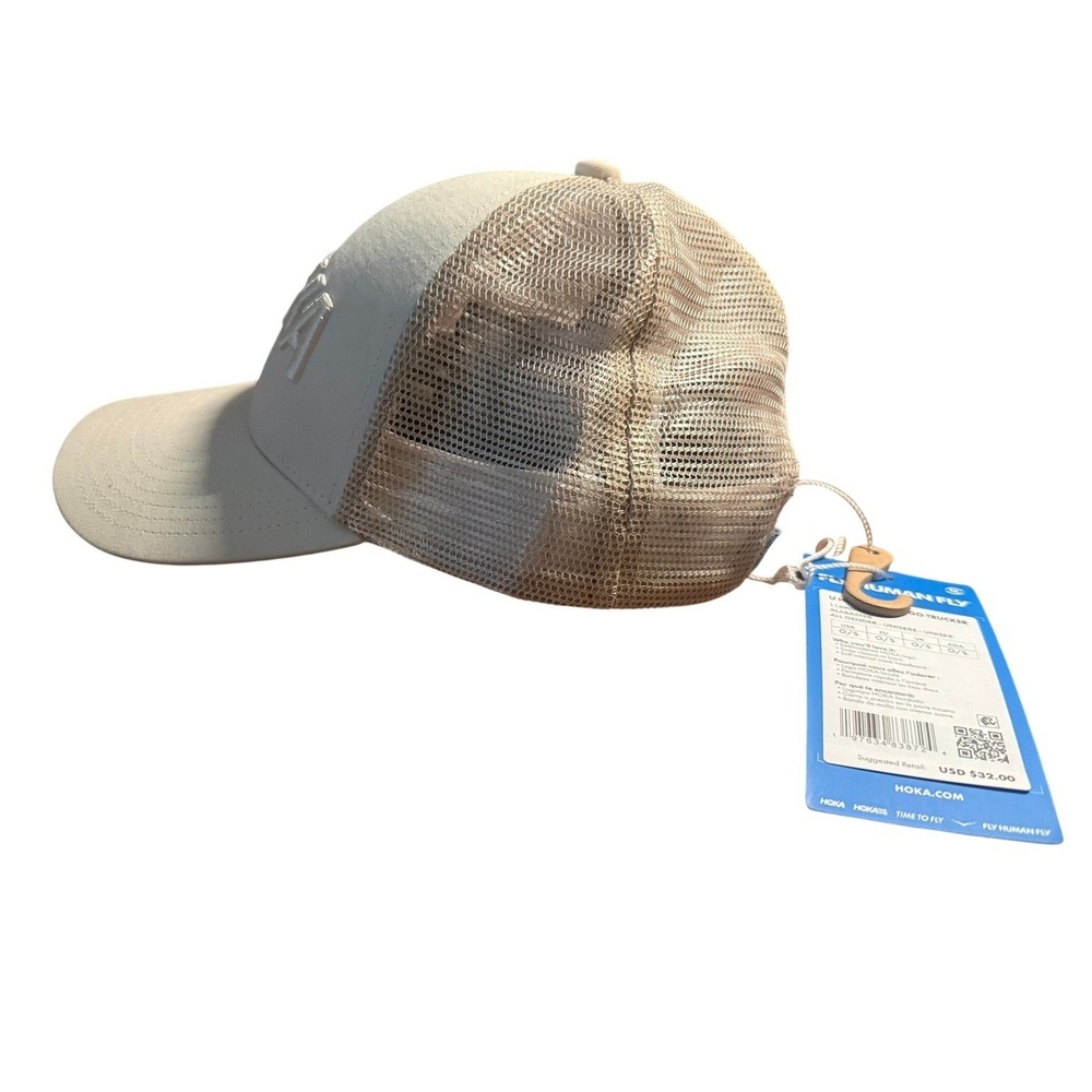 Hoka Core Logo Trucker Hat White Unisex Mesh Snapback New With Tags - Picture 2 of 5